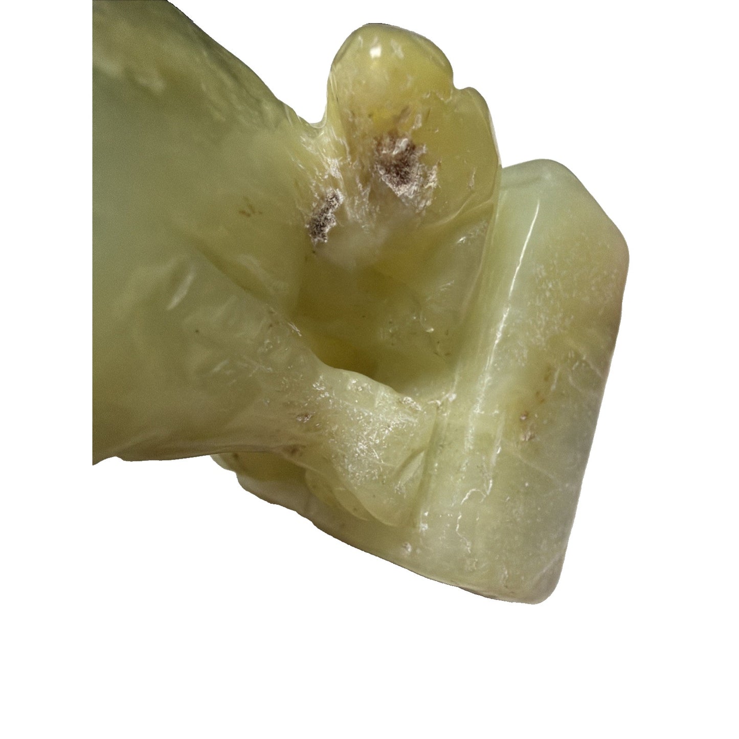 Vintage Carved Green Stone Jade Foo Dog Stamp Seal Box Personalized As Is Read
