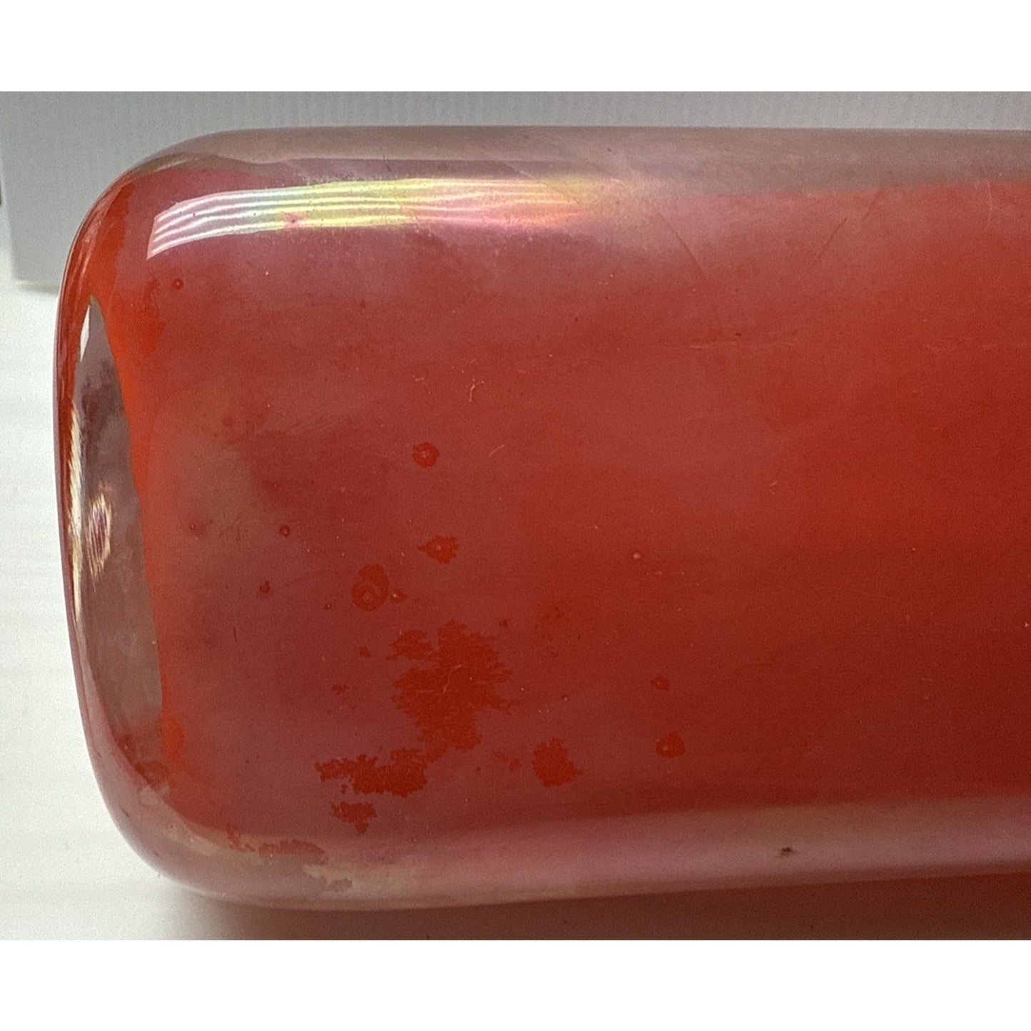 Murano Paolo Venini Velati Bottiglie Incised Triangular Bottle Red Orange As-Is