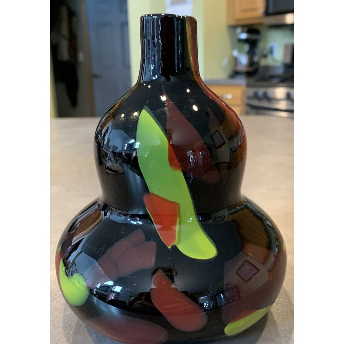 Vintage Murano Glassware Art Glass Vase Sommerso Abstract Double Gourd Shape
