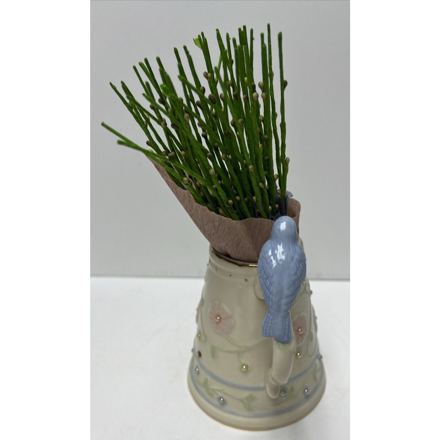 Vintage Lenox Petal And Pearls Bluebird Bud Vase Watering Can Box
