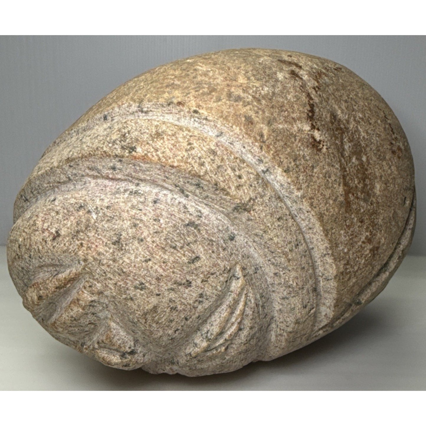 Vintage Native American Carved Stone Rock Indian Head Chief Signed Symbols