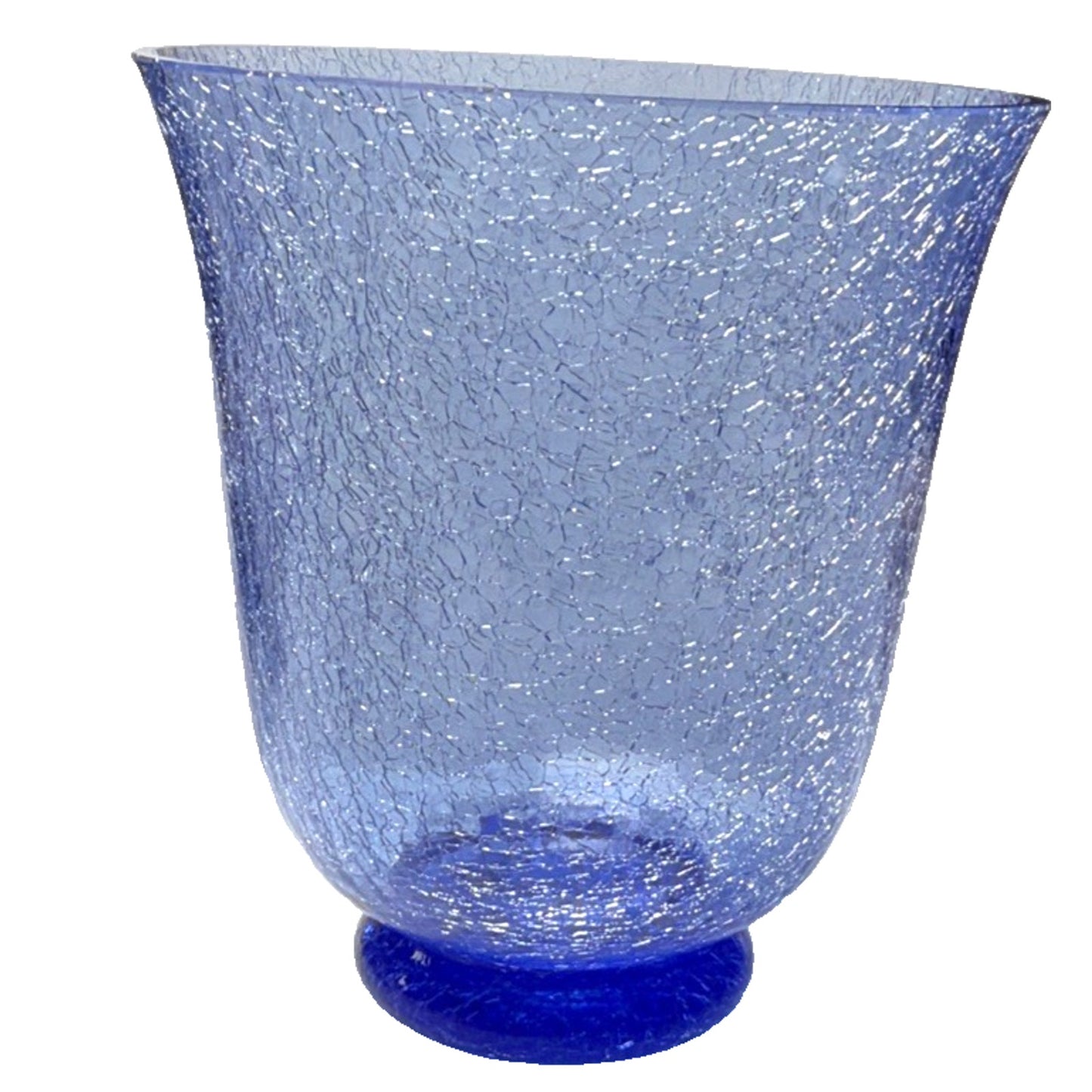 Vintage Bohemia Czech Blue Crackle Glass Crystal Vase