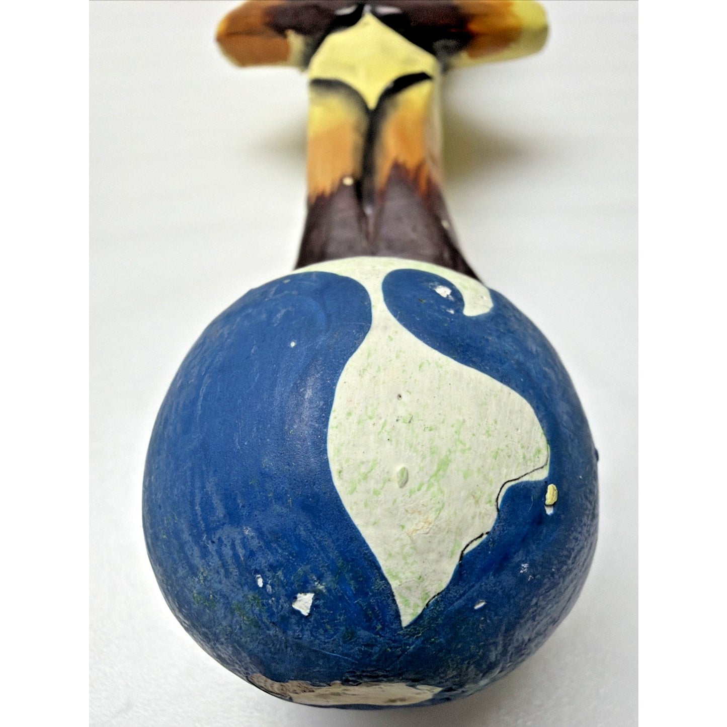 Folk Art Namaste Zen Cat Ornament Standing World Ball Plaster Hand Painted Read