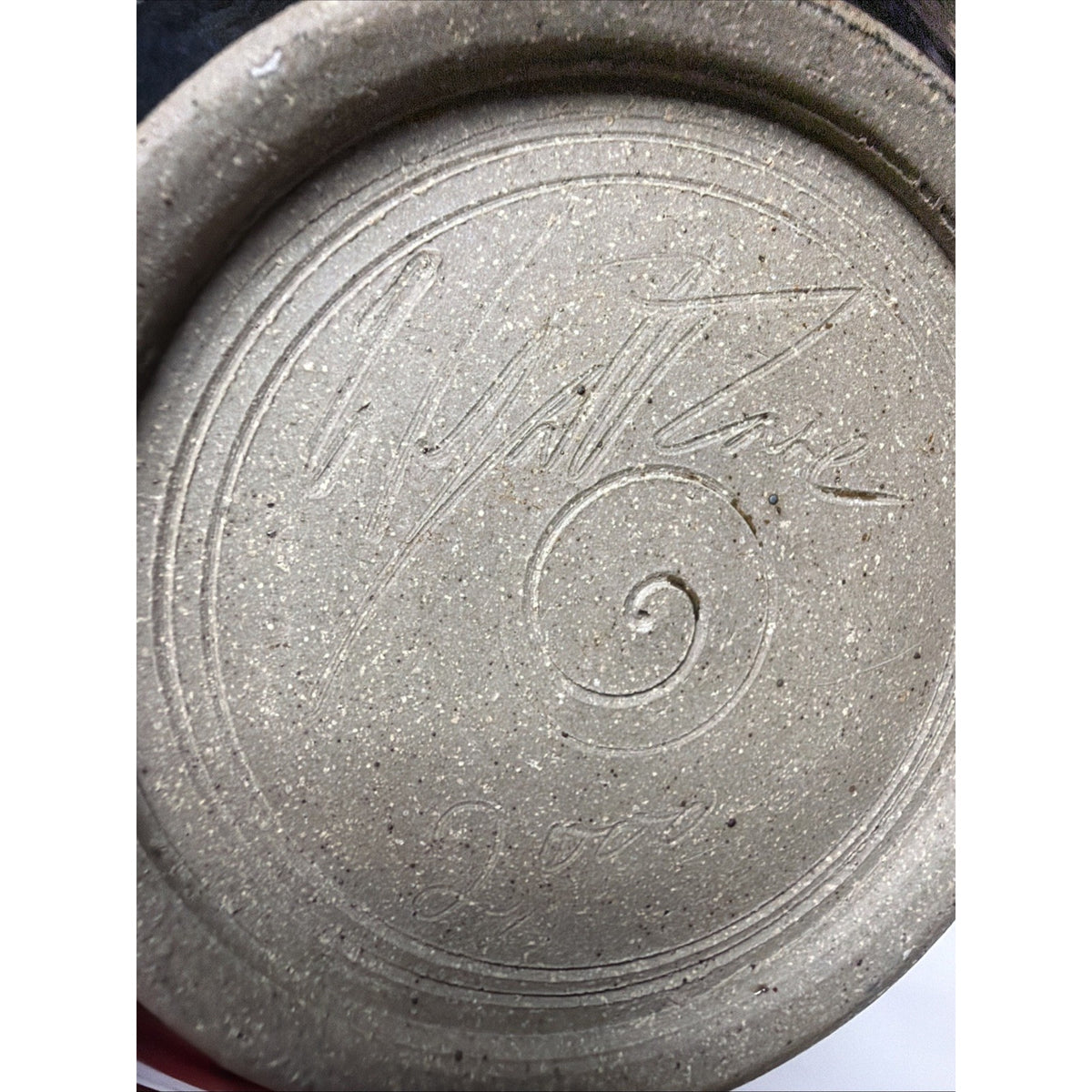 Vtg Wyatt Lane Studio Art Pottery Console Bowl Stoneware Navy Abstract Glaze