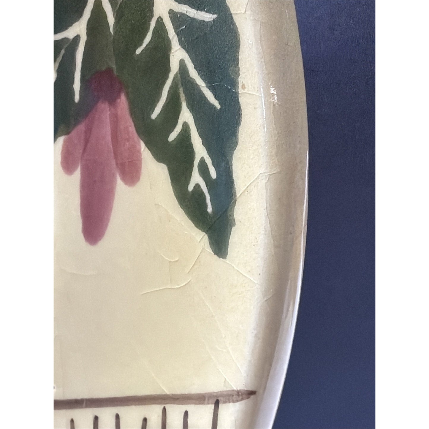Vtg Lamas Pottery Italy Ceramic Rooster Hen Plate Floral Grid Design Farmhouse