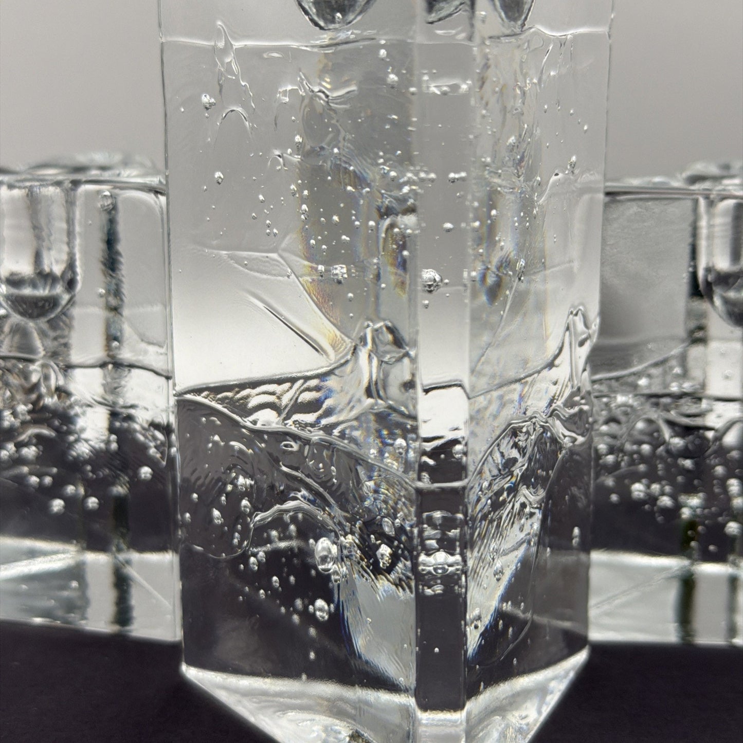MCM Lot of 3 littala Timo Sarpaneva Arkipelago Ice Glass Candle Holders Finland