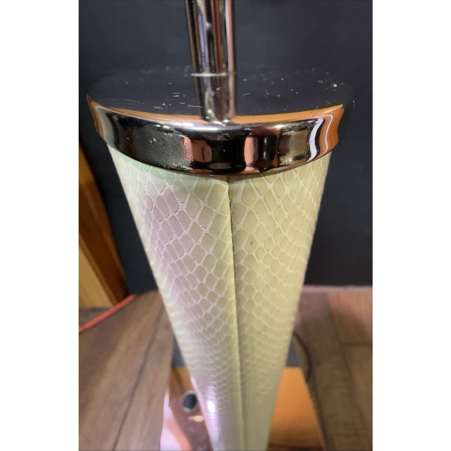 MCM Leather Snakeskin Lamp Push Button Double Light Push Button Plug In As Is