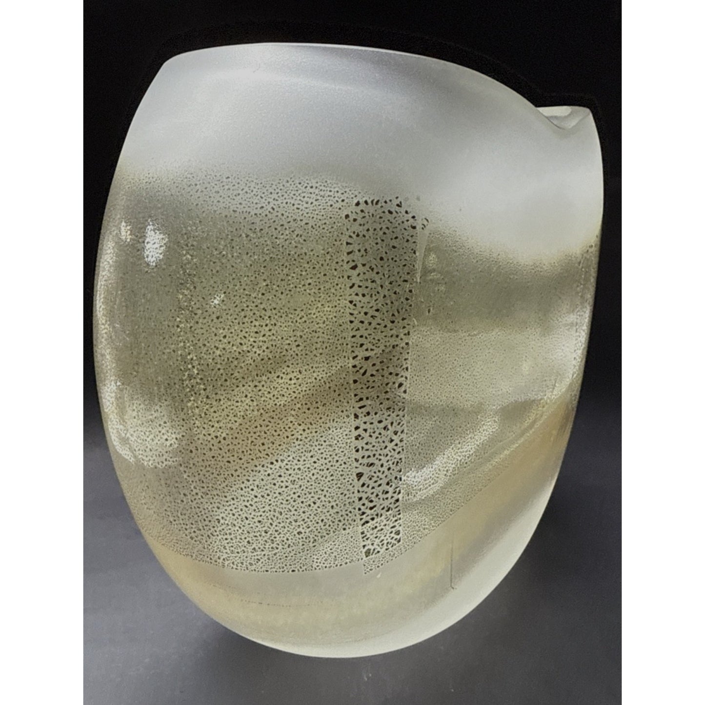 Murano Contemporary Rialto Acidato Gold Leaf Band Glass Vase Vessel Clear As-Is