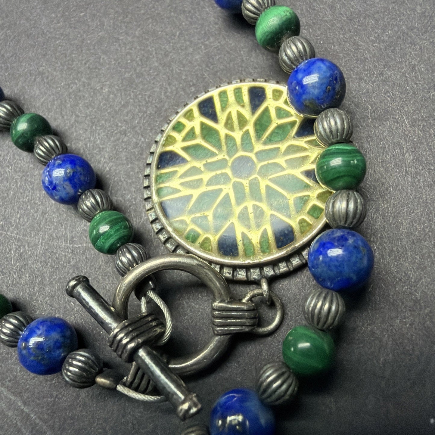 Carolyn Pollack Sterling Cross Pendant Inspirational Toggle Necklace Beaded