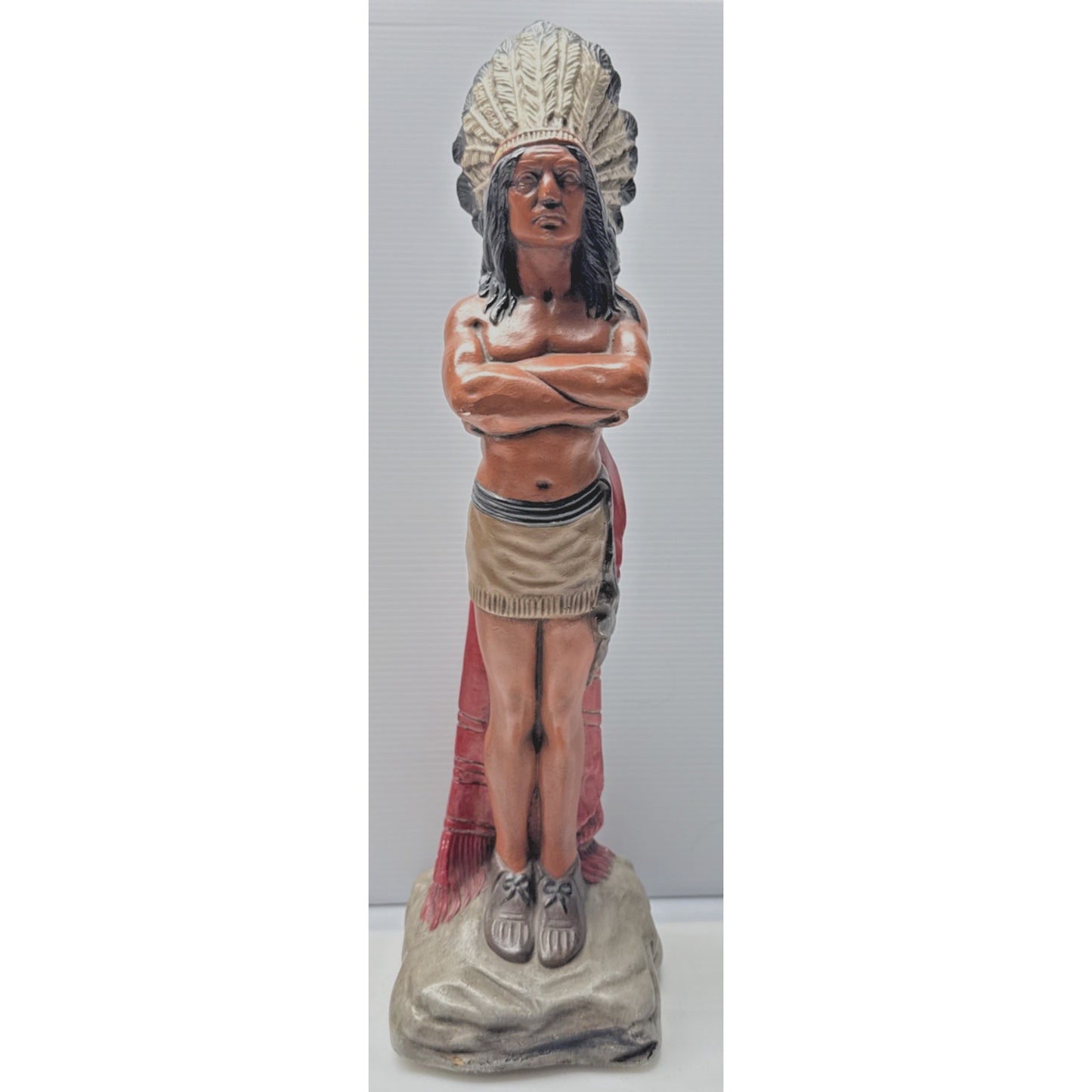 Vintage Native American Indian Chief Chalkware Cigar Store Statue Hand Painted
