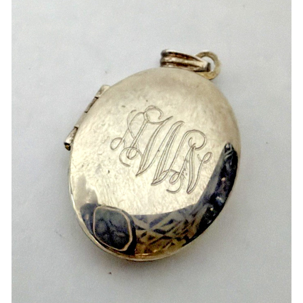 Vintage Sterling Silver Locket Pendant Etched Monogram As Is