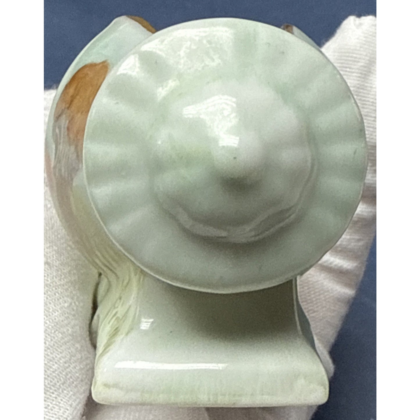 Vintage Porcelain Toothpick Holder Horizontal Hand Painted Mushrooms Gold Footed