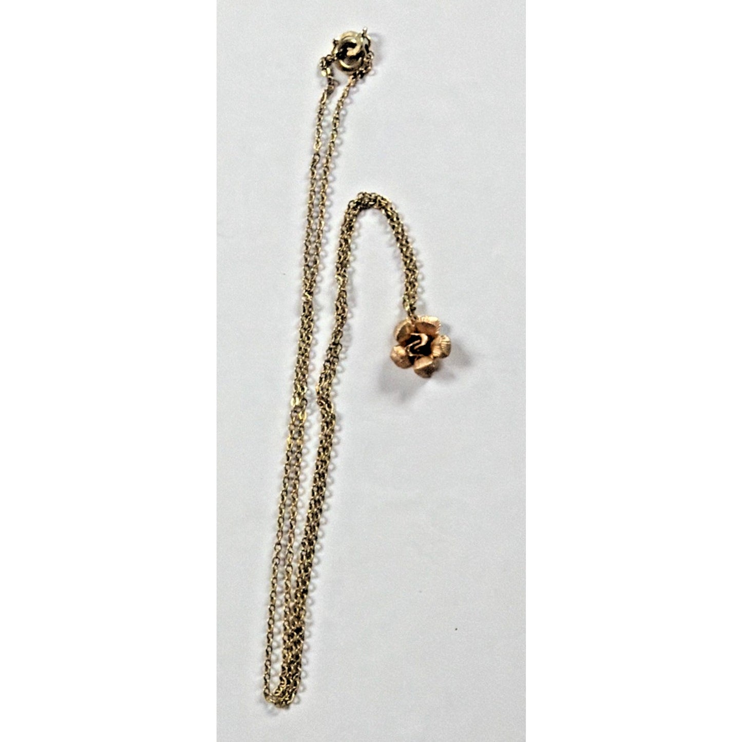 Vintage Krementz Rose Yellow Gold Overlay Rose Rosebud Pendant Necklace