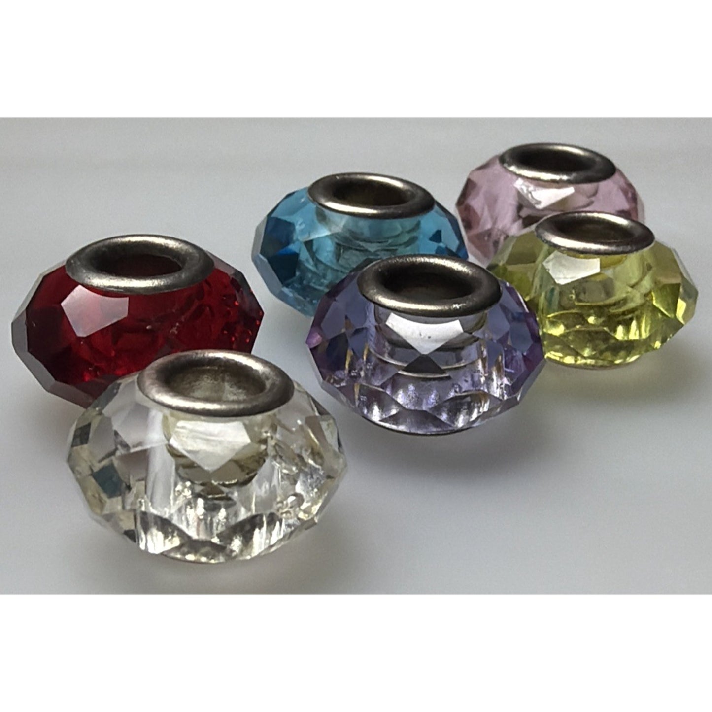 Lot of 6 Birthstone Faceted Bead Charms Spacers As Is