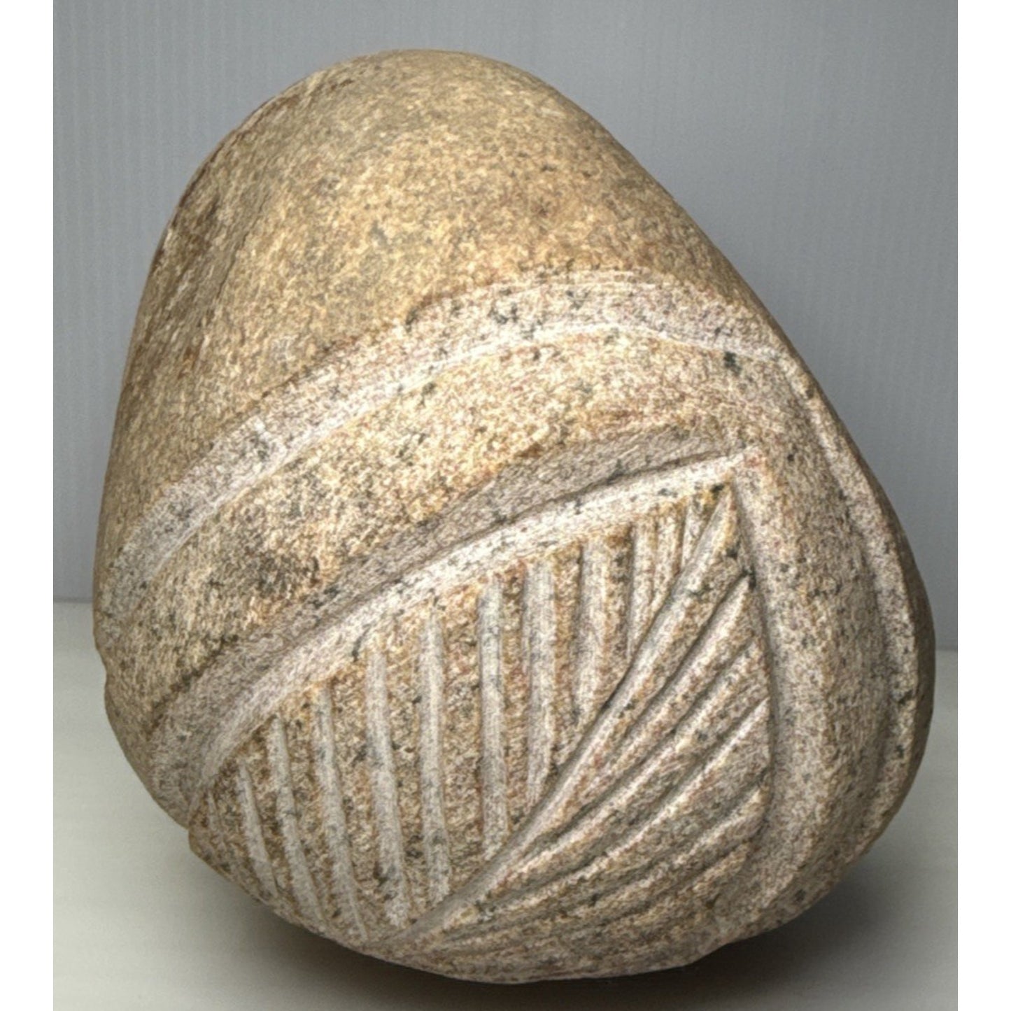 Vintage Native American Carved Stone Rock Indian Head Chief Signed Symbols