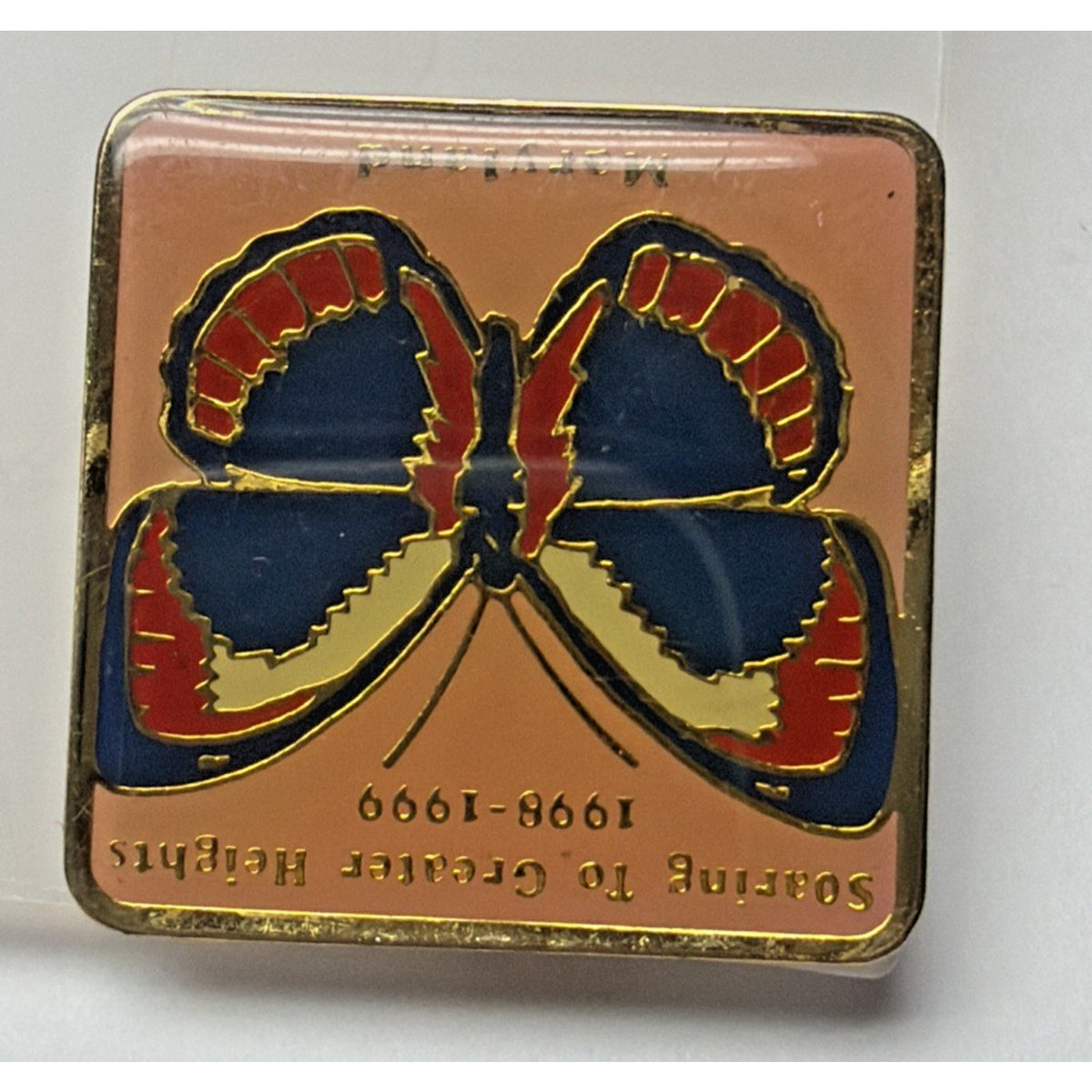Vintage Maryland Soaring Greater Height Square Enamel Butterfly Pin Tie Tack