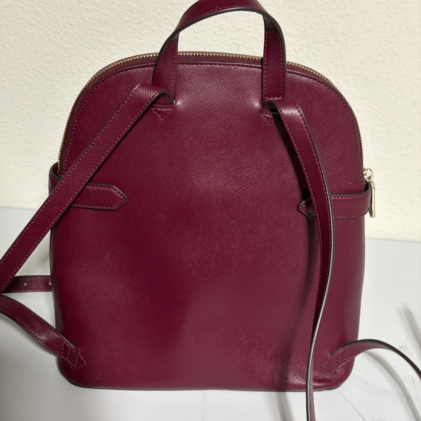 Kate Spade New York Staci Dome Saffiano Leather Backpack Burgundy