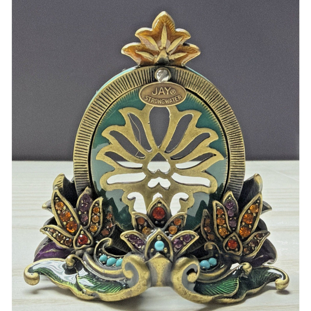 Jay Strongwater Swarovski Crystal Turquoise Enamel Picture Frame Flower 5315
