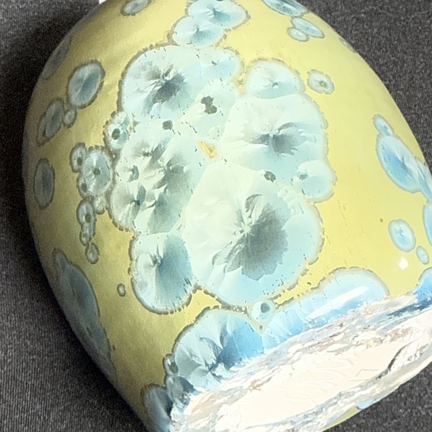 Modern Studio Art Pottery Crystalline Glaze Vase Weed Pot Blue Green As Is