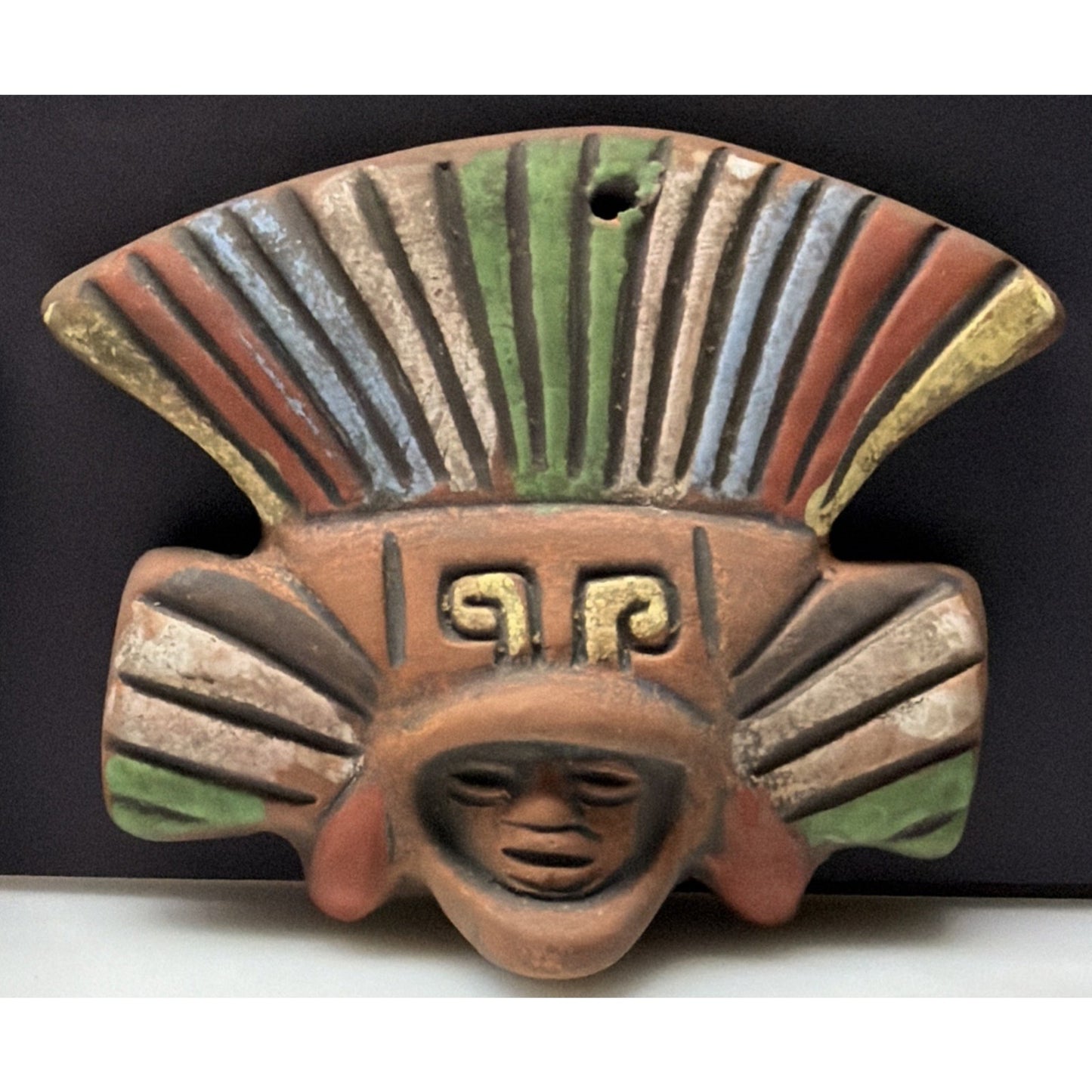 Vintage Lot of 3 Mesoamerican Terracotta Clay Mayan Aztec Warrior Wall Masks