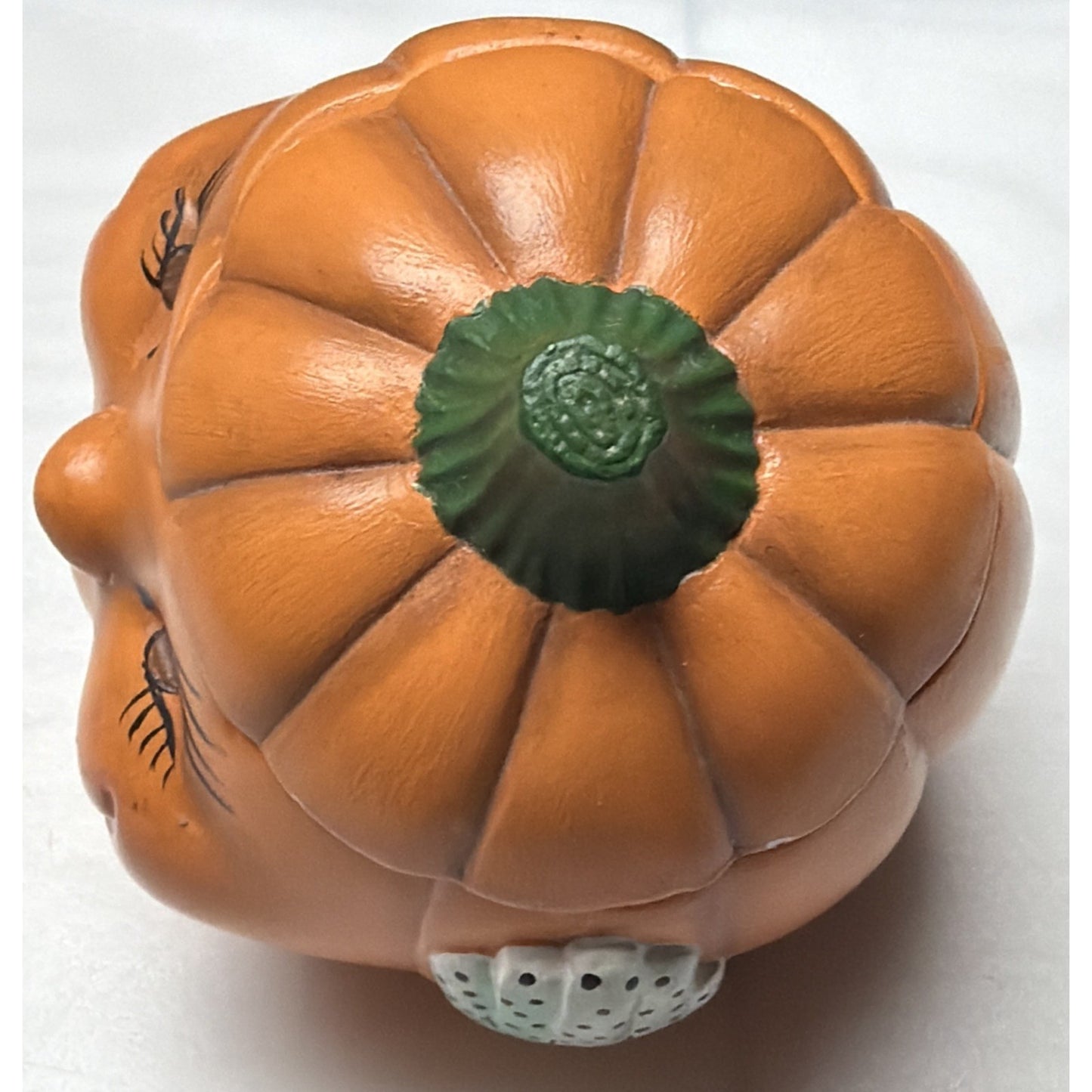 Vintage Anthropomorphic Pumpkin Face Ceramic Figurine Hand Painted Jar As Is