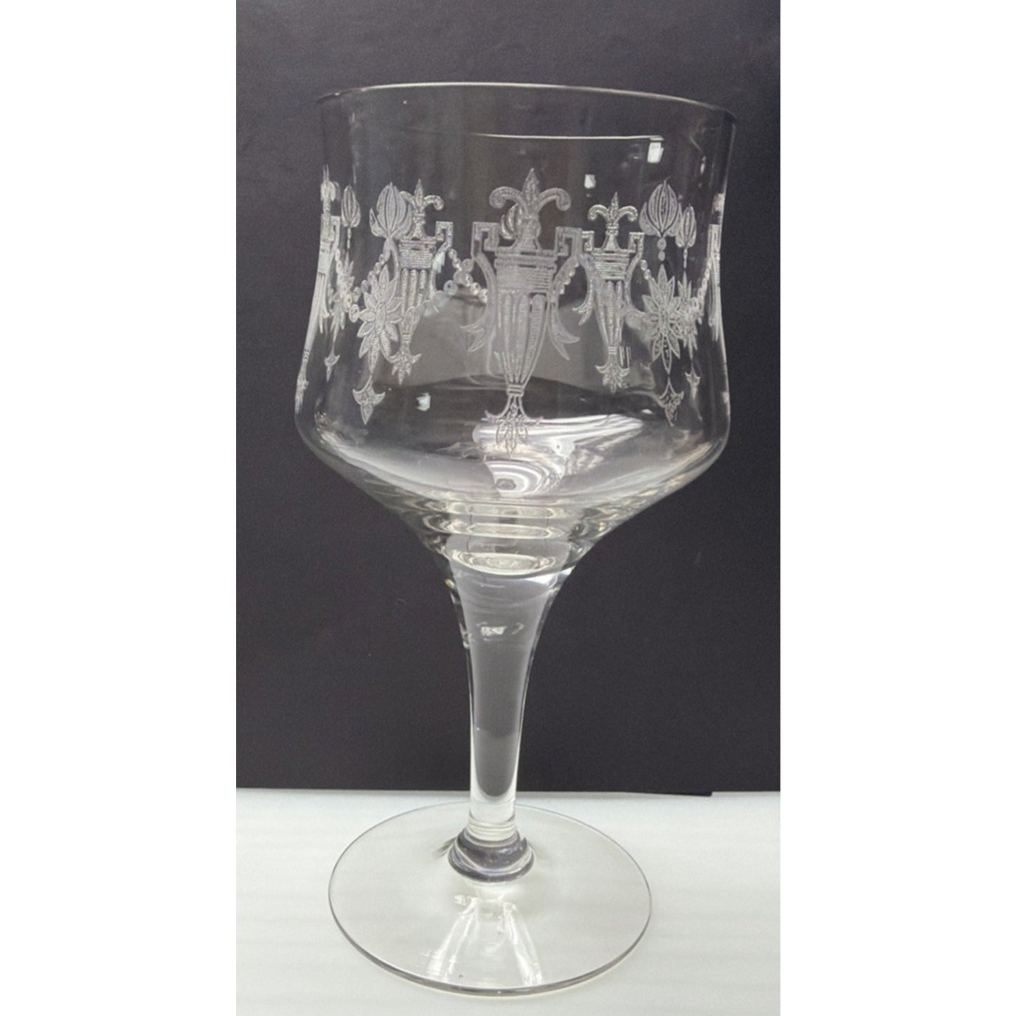 Vintage Lot of 4 Morgantown Glass 7589 Richmond Etched Water Goblet Stemware