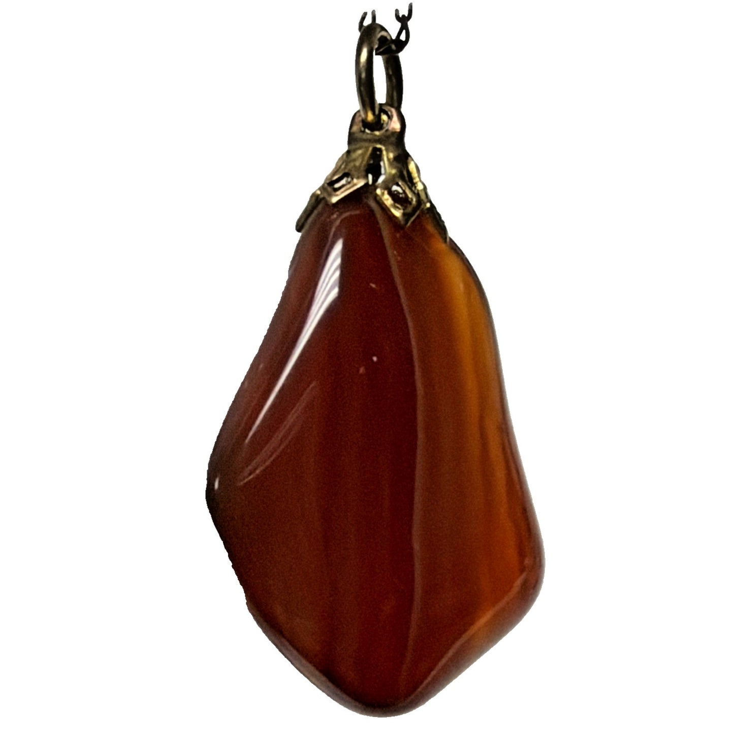 Vintage Carnelian Agate Banded Stone Pendant Charm Polished