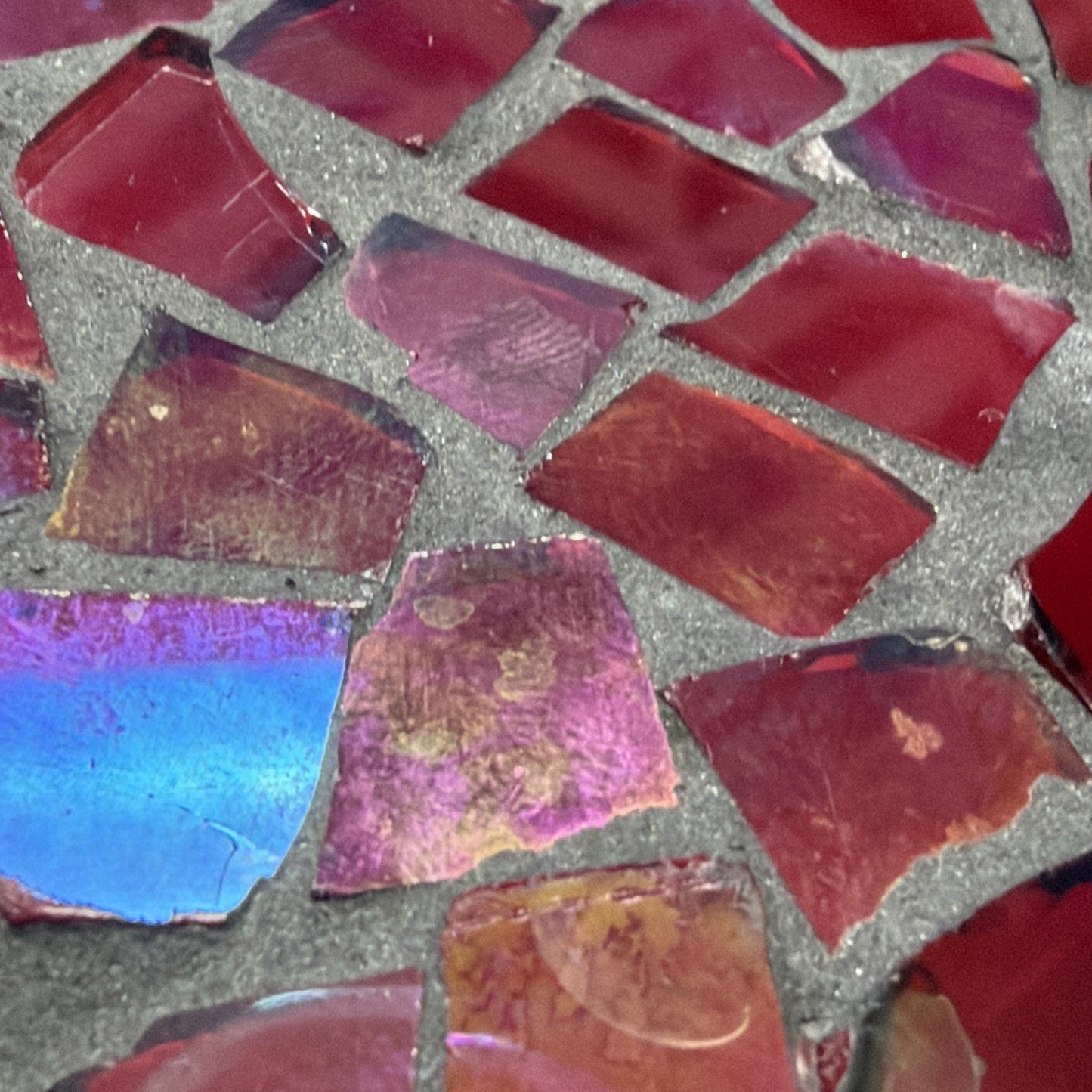Vintage Mosaic Stained Glass Artisanal Heart Tile Paperweight Clear Bottom