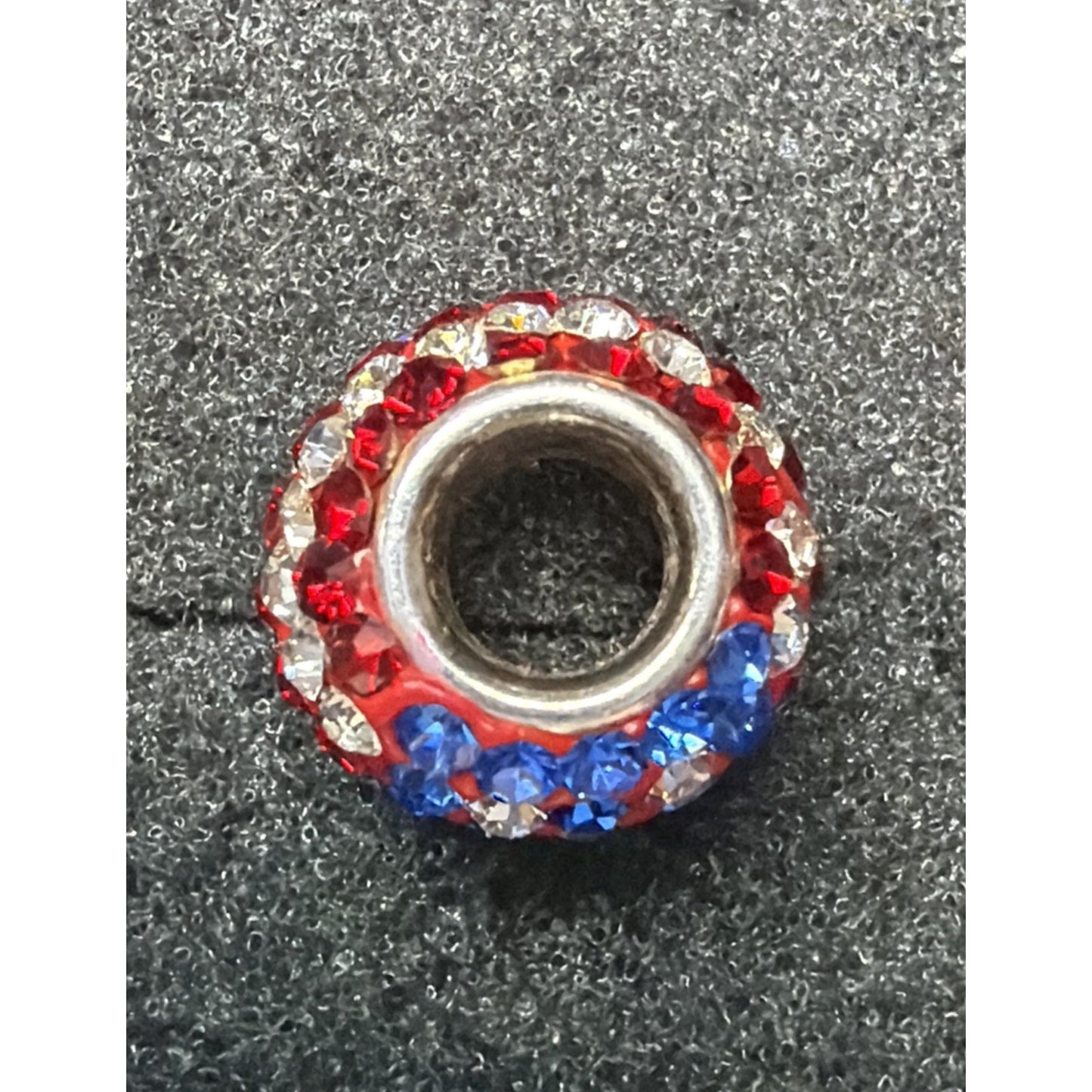 Vintage 925 Pave Crystal American Flag Bead Charm As Is