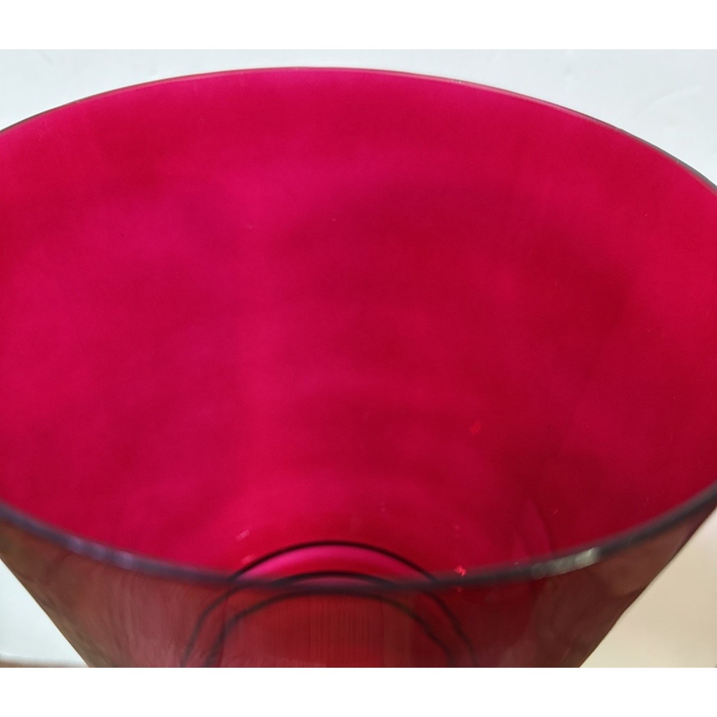 Modern Ruby Red Stained Apothecary Jar Tall Lid Footed Pedestal Canister As-Is