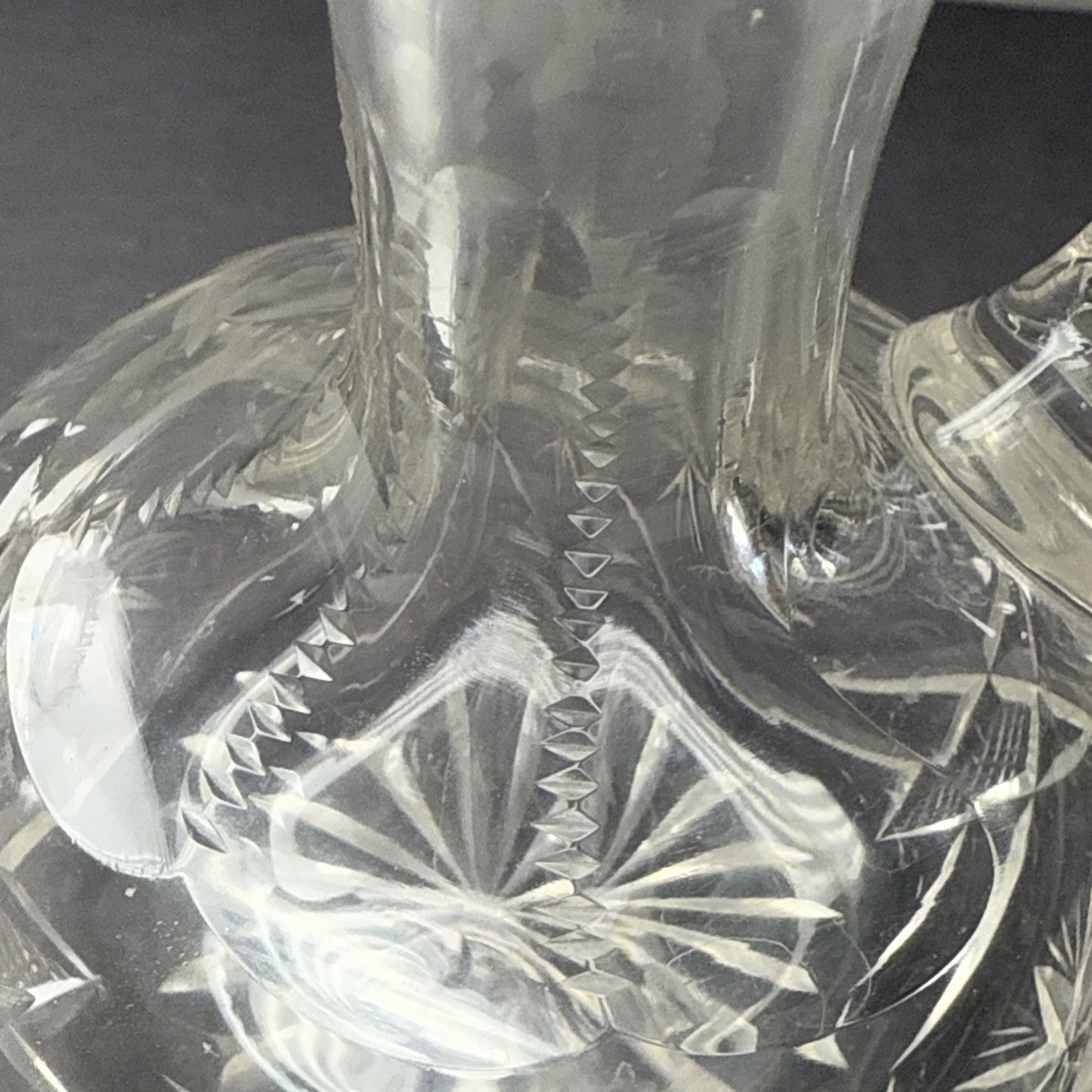 American Brilliant Cut Glass Cruet Oil Stopper Star Snowflake As Is