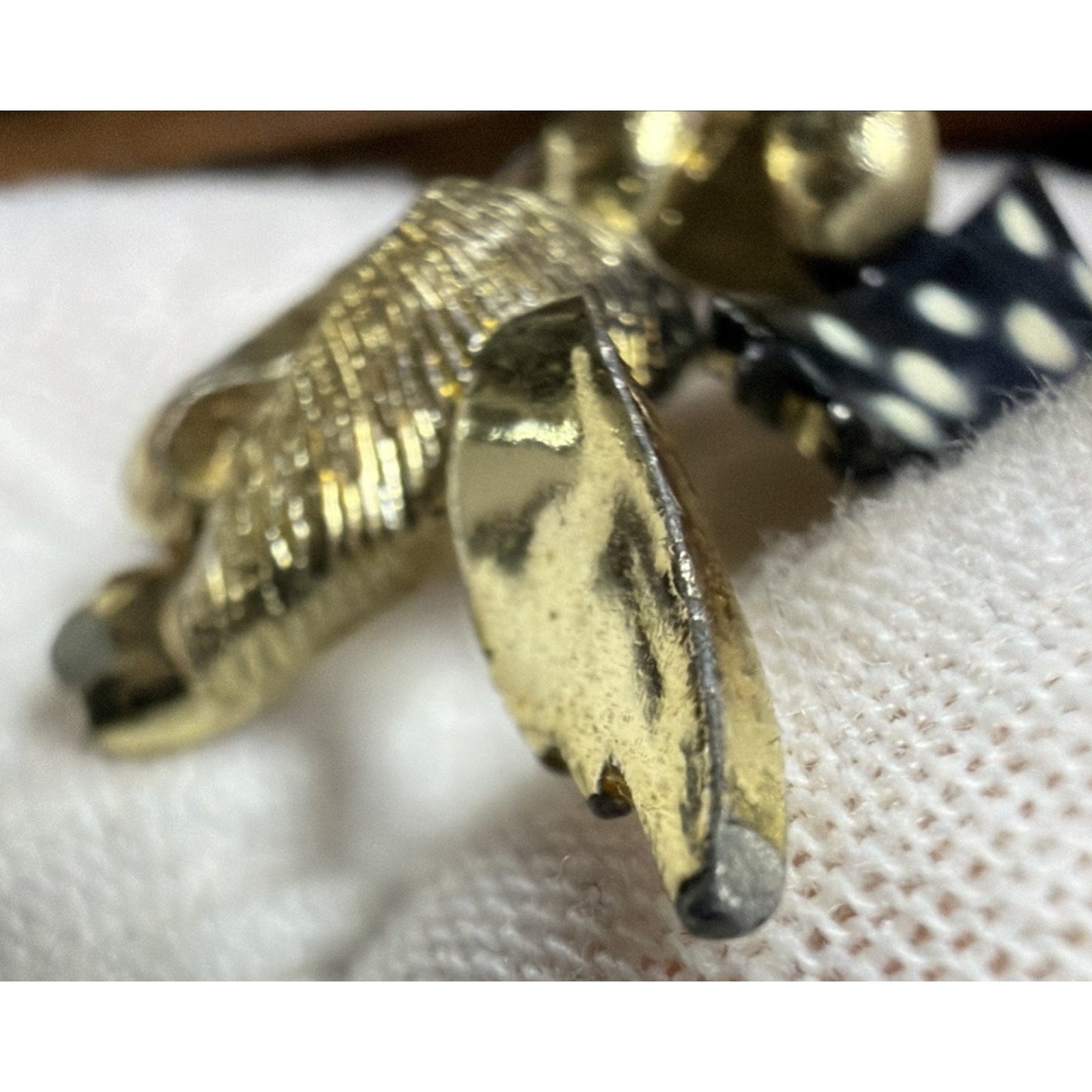 Vtg Gold Tone Metal Prancing Dancing Poodle Dog Brooch Polka Dot Painted Enamel