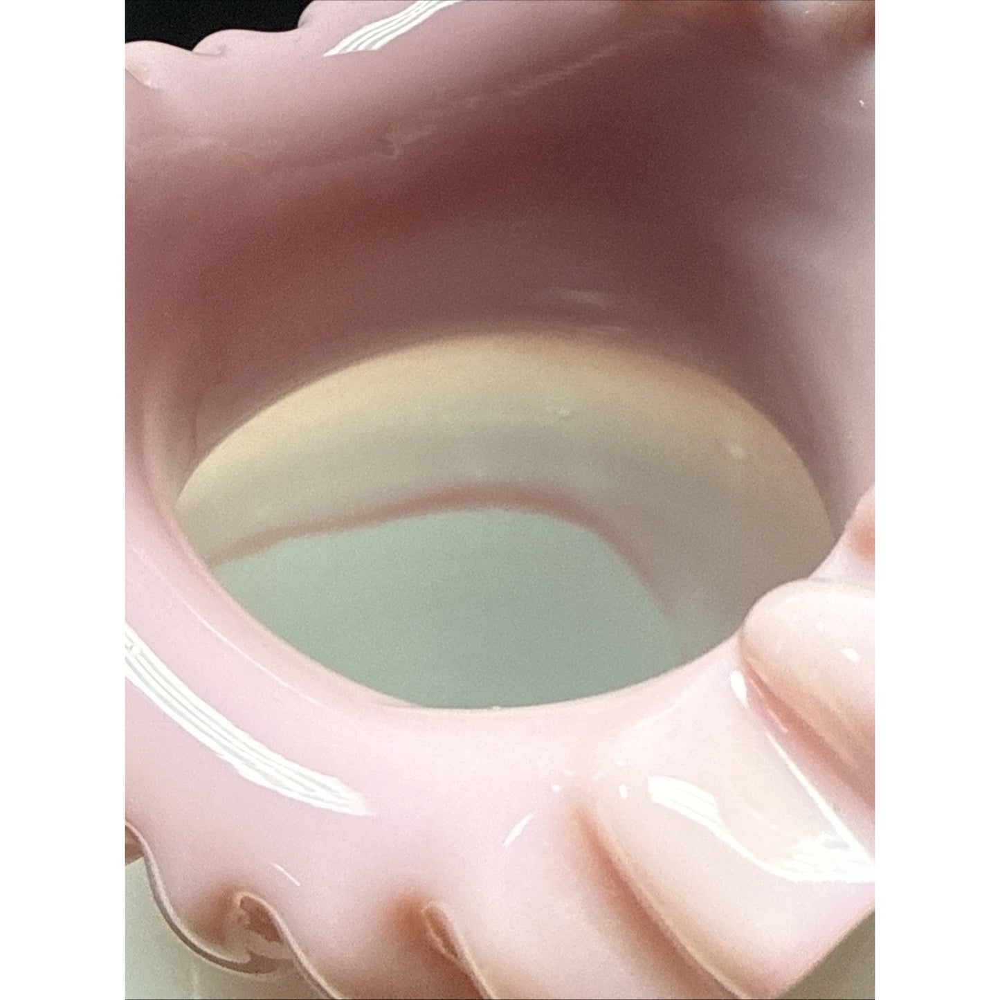 Victorian Lot of 3 Peachblow Glass Crimped Rim Pink White Vases As-Is