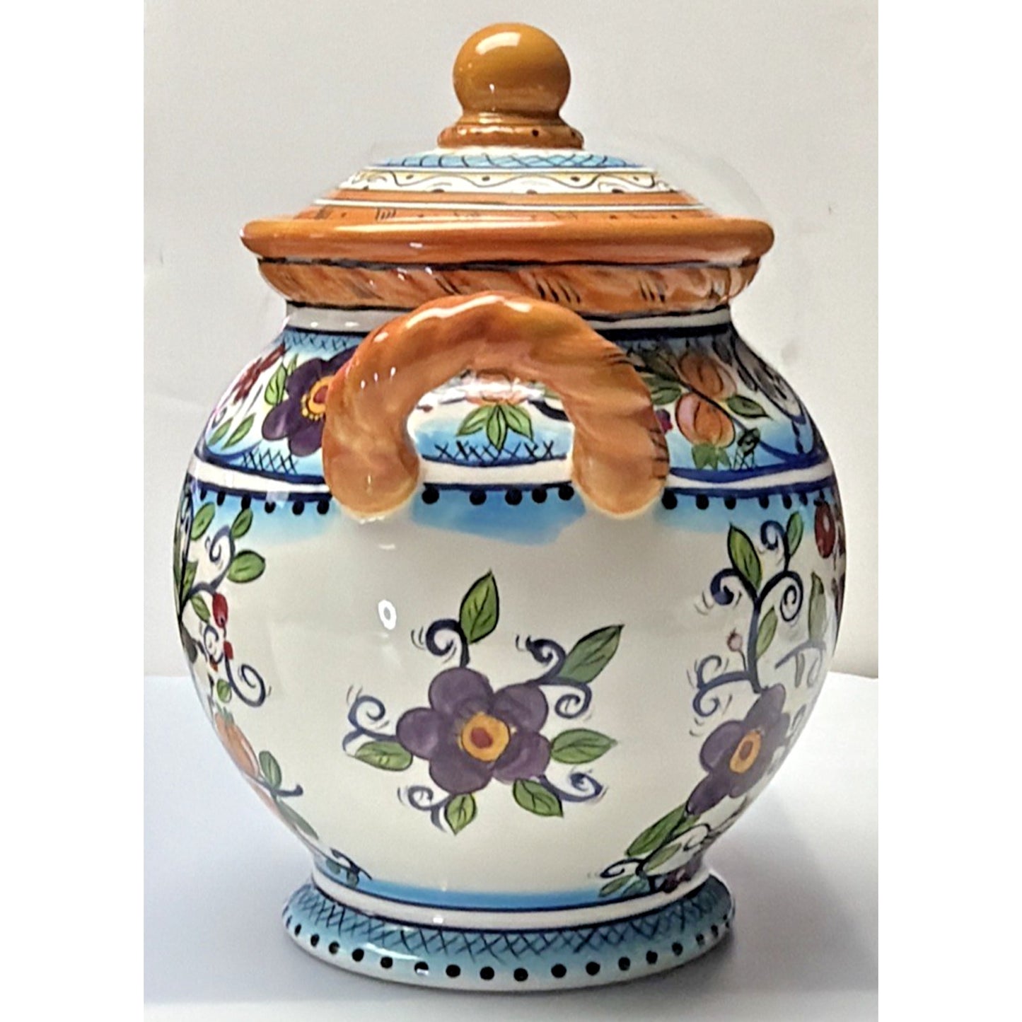 Dario Farrucci Designs Villa Paradiso Canister Cookie Jar Handles 9.25 in