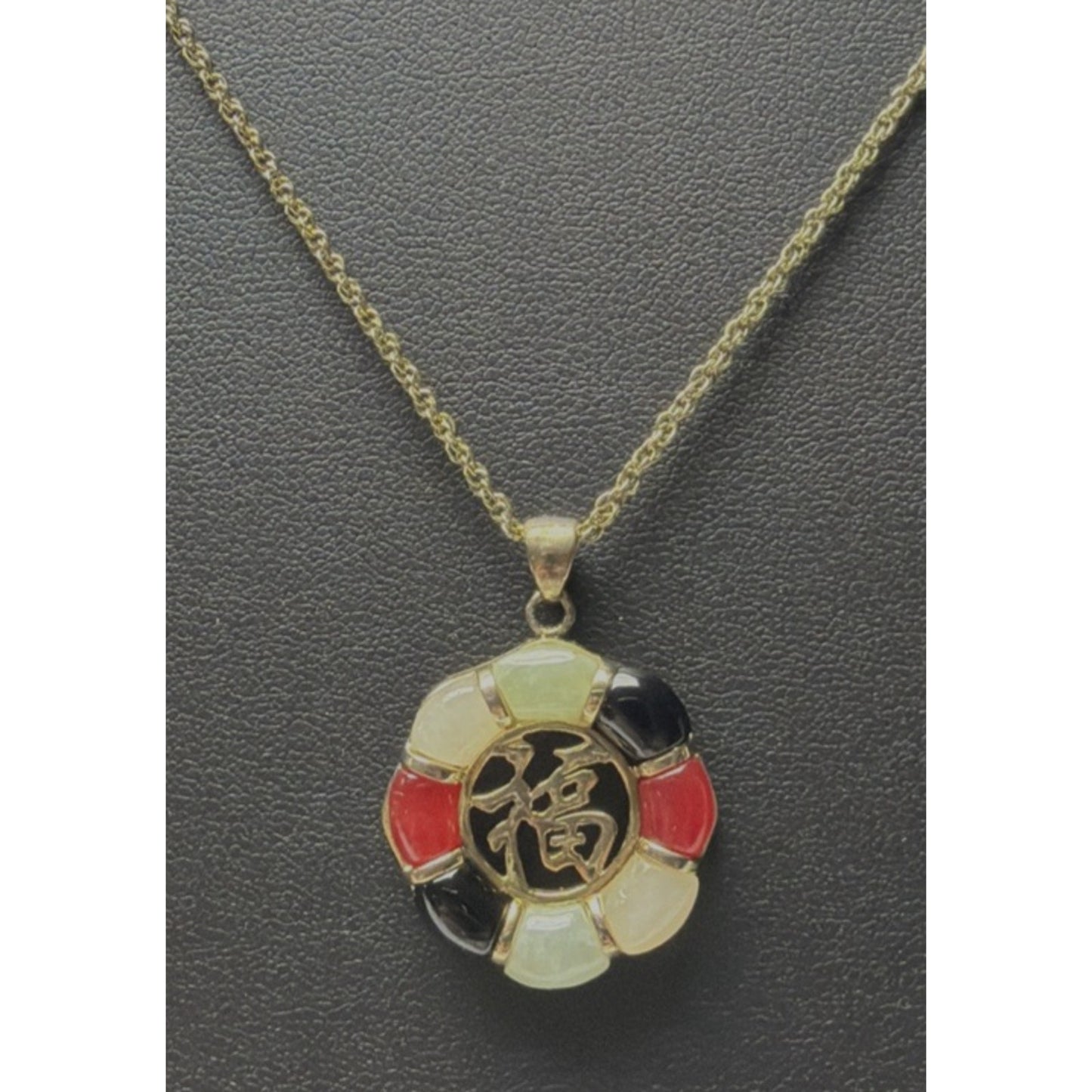 Joseph Cleary JC Asian Good Luck Pendant Multistone Donut Plated Necklace Read