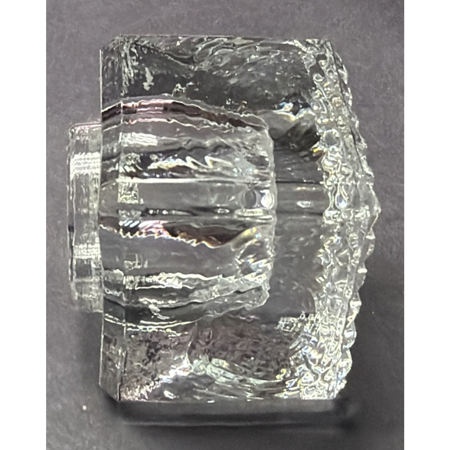 Antique Early American Glass Inkwell Pebbled Bottom Textured Block Lip