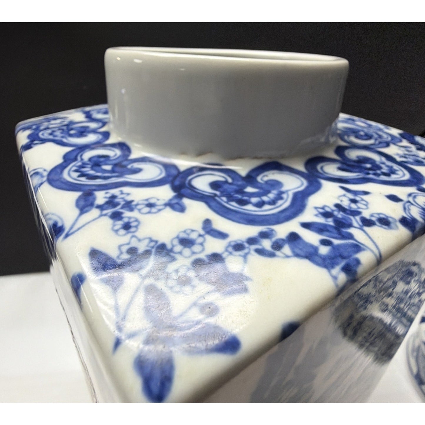 Vintage Bombay Co Canister Chinese Famille Rose Blue White Chinoiserie Large Jar