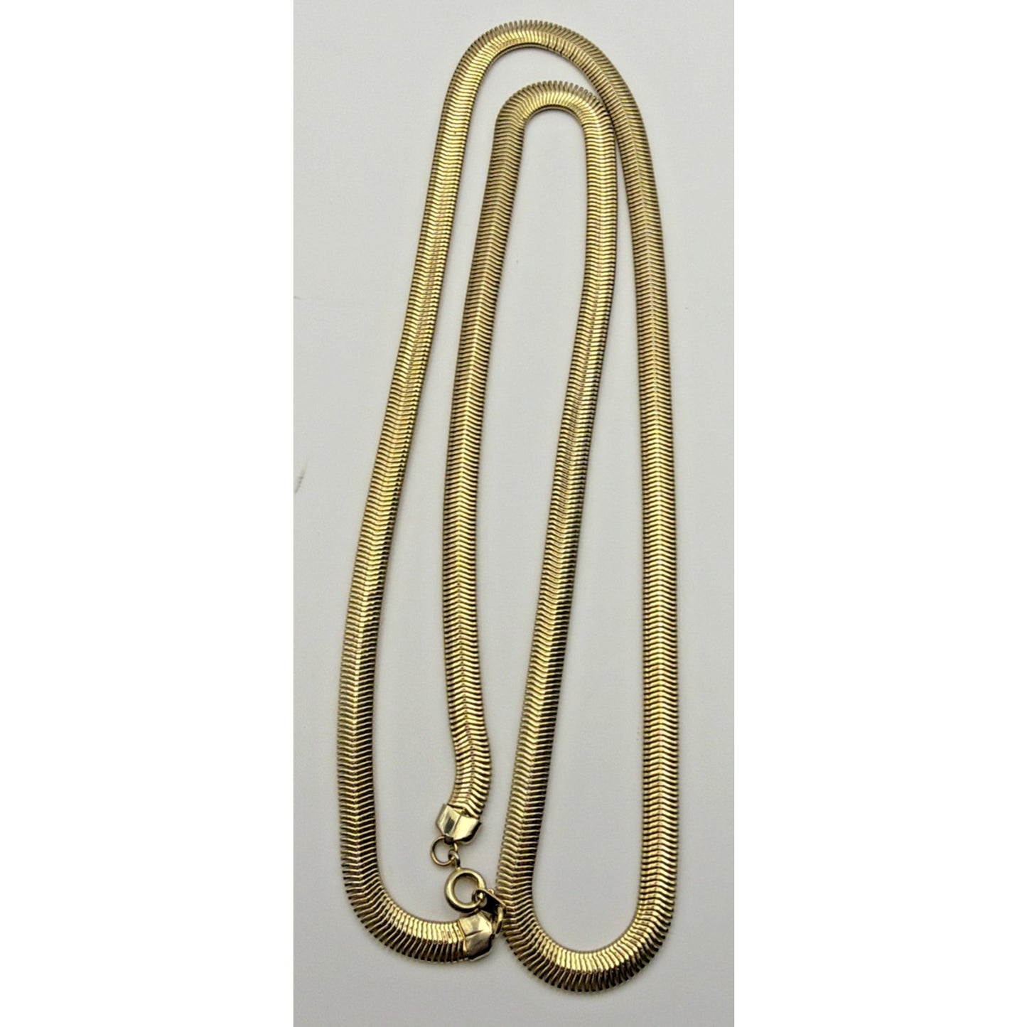 Vintage Gold Tone Herringbone Flat Snake Chain Necklace 30"