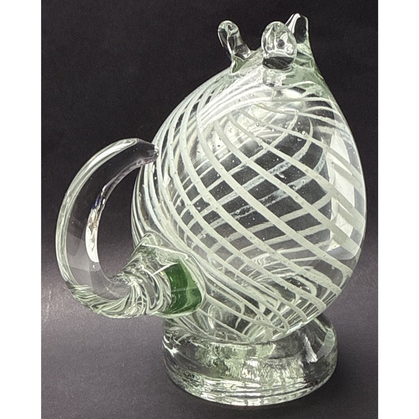 Vintage Blown Glass Mouse White Spiral Curved Tail Figurine Paperweight As Is