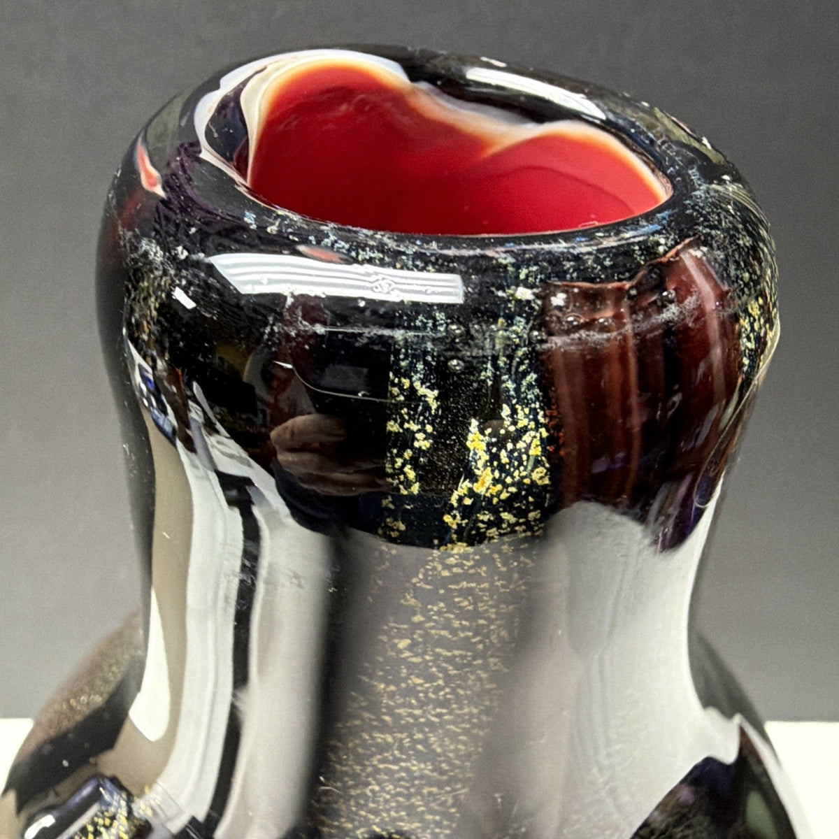 Vintage Murano Glassware Art Glass Vase Abstract Sommerso Aventurine Confetti