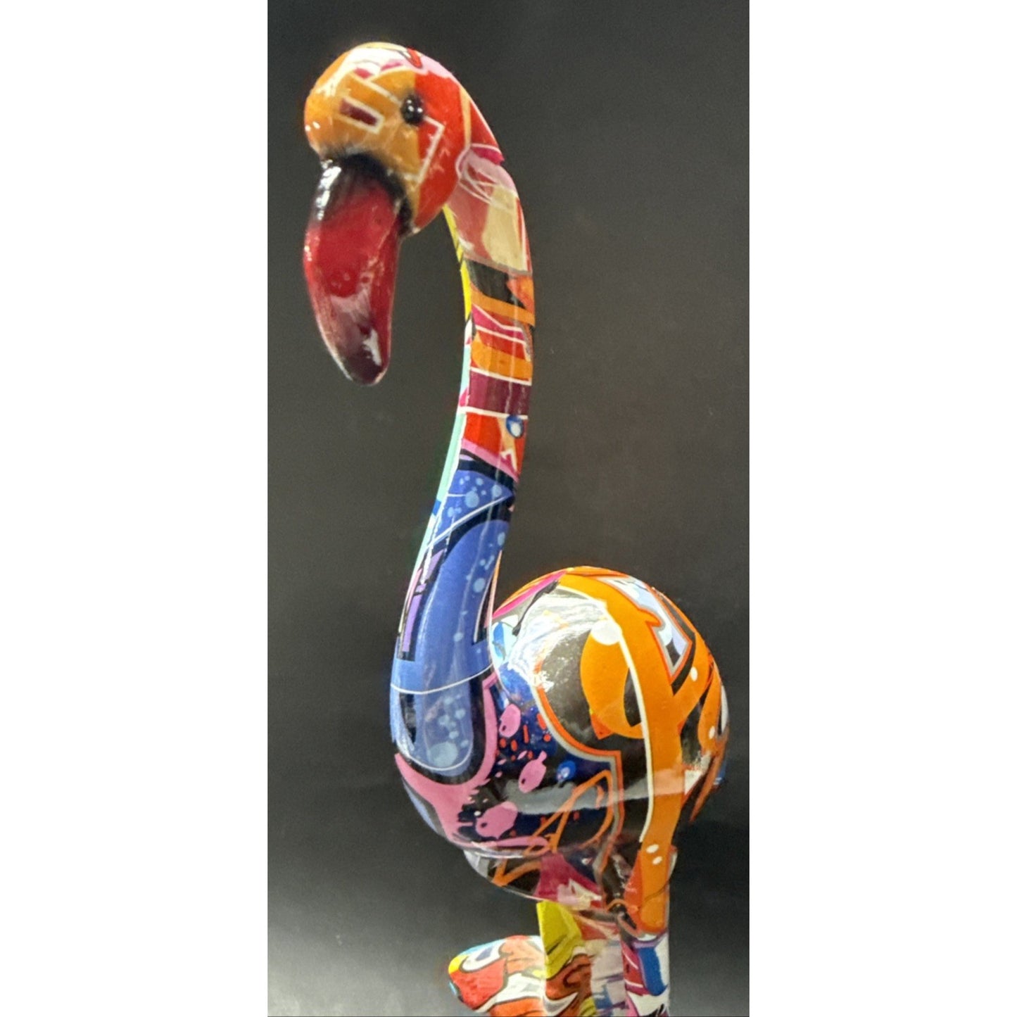 Flamingo Sculpture Graffiti Pop Art Colorful Statue Modern As Is