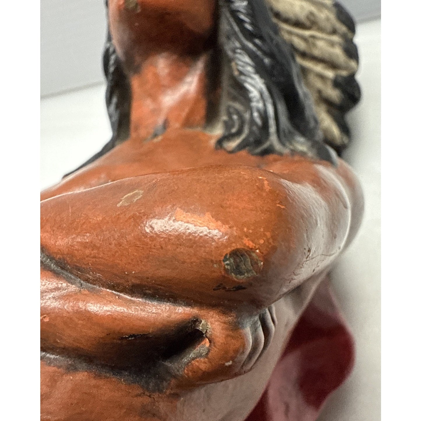 Vintage Native American Indian Chief Chalkware Cigar Store Statue Hand Painted