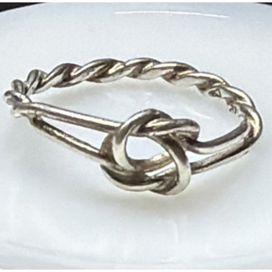 Antique 14k White Gold Twisted Rope Love Knot Ring Sz 4.5 As Is