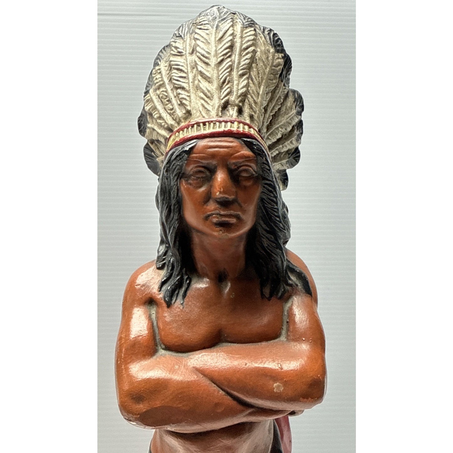 Vintage Native American Indian Chief Chalkware Cigar Store Statue Hand Painted