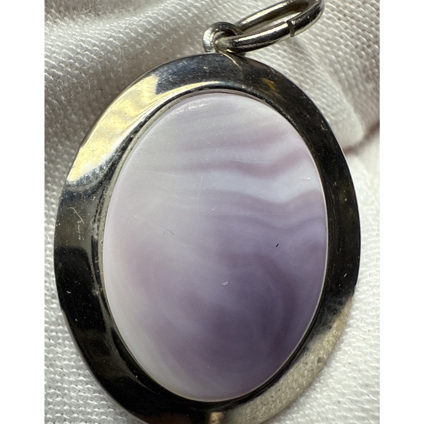 Vintage Purple Amethyst Stone Pendant Locket Silver Tone As Is