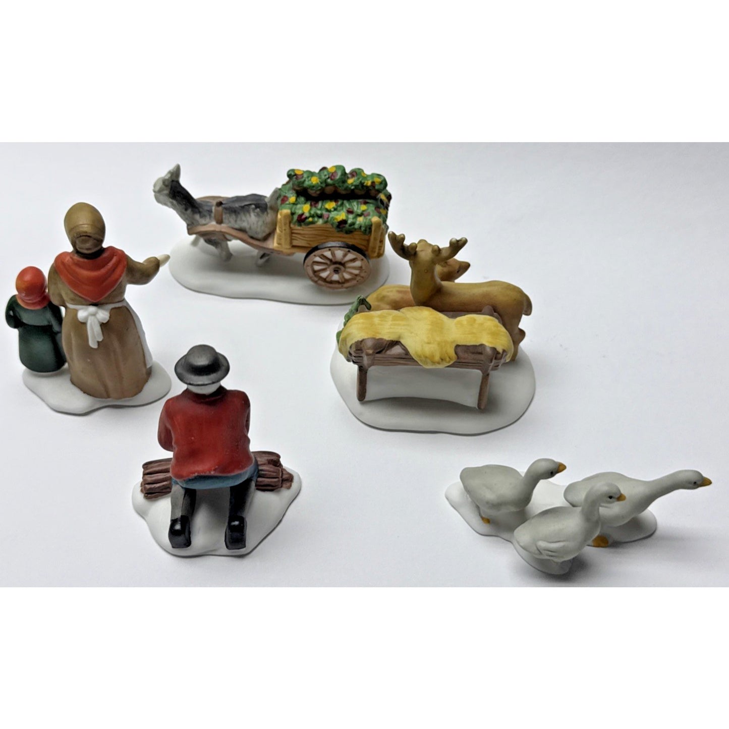 Vintage Lot of 5 Department 56 Heritage Village Farm People and Animals No Box