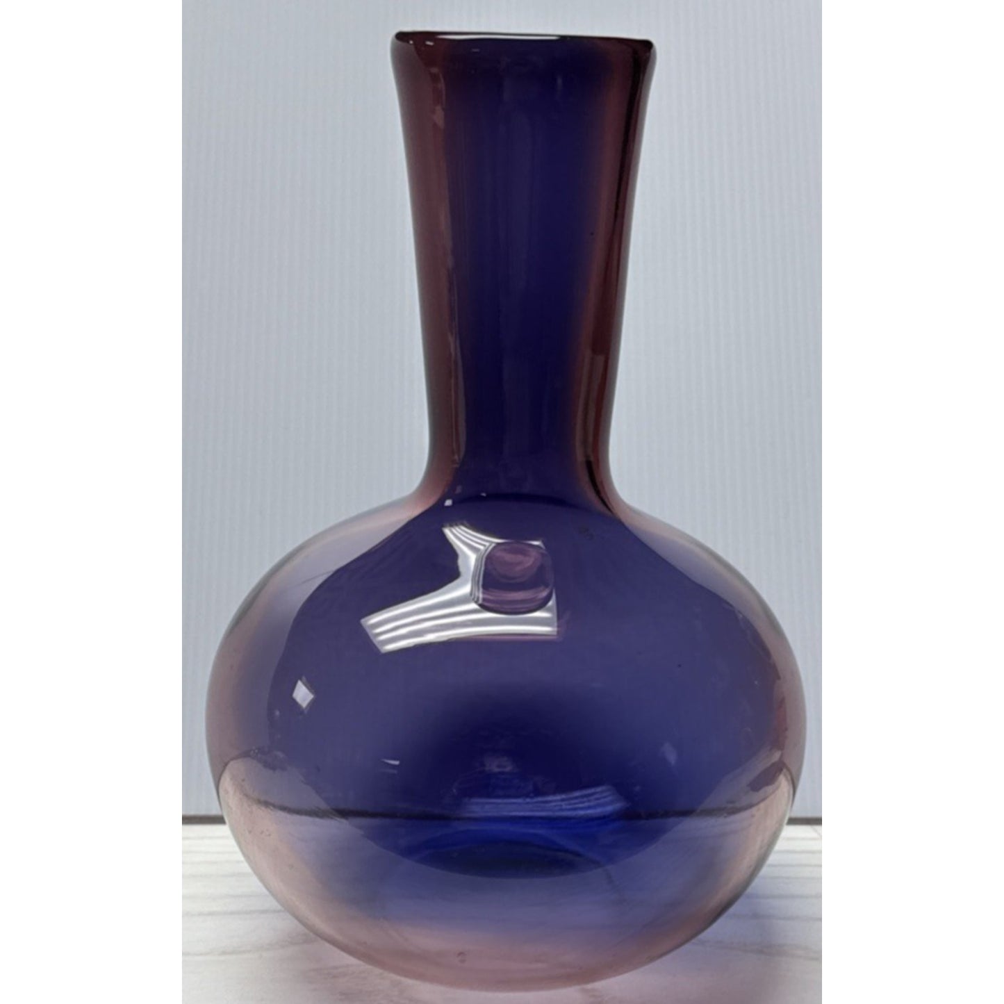 MCM Poland Art Glass Vase Abstract Dual Color Purple Amethyst Blue As-Is
