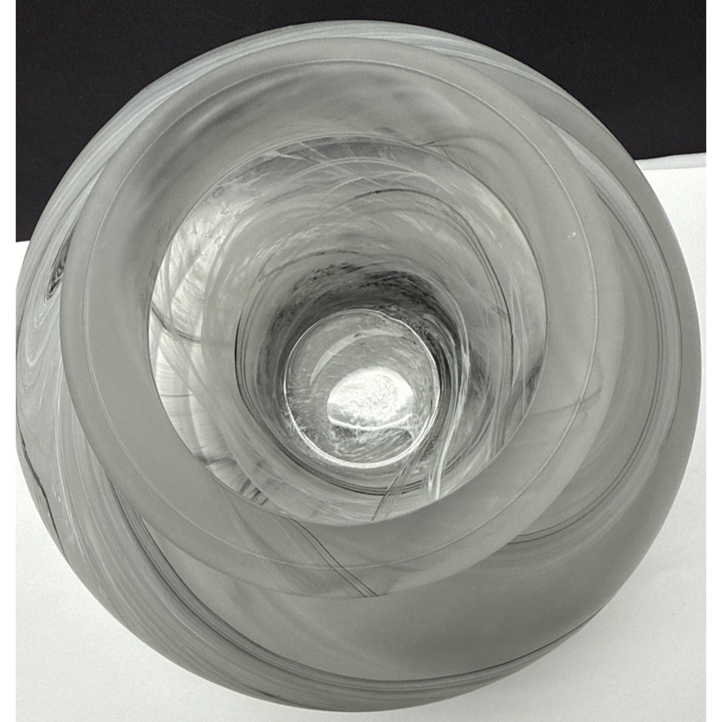 MCM Germany Marble Art Glass Ribbed Vase Smokey Rings Abstract Swirl As Is