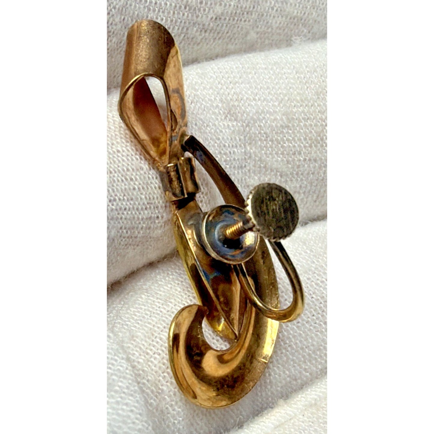 Vtg Carl Art 12k GF Screw Back Earrings Ribbon Bow Large