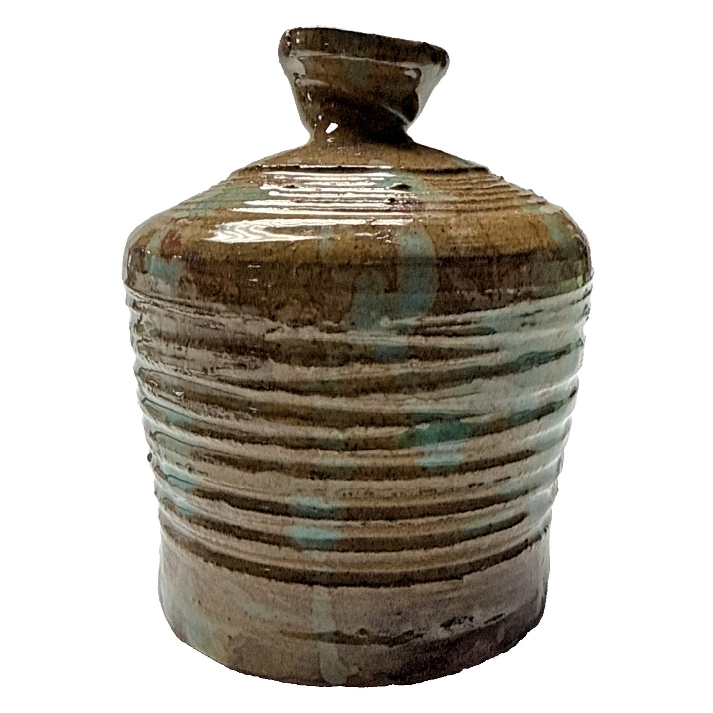 MCM Bailey Studio Art Pottery Glazed Vase Weed Pot Brown Green As Is